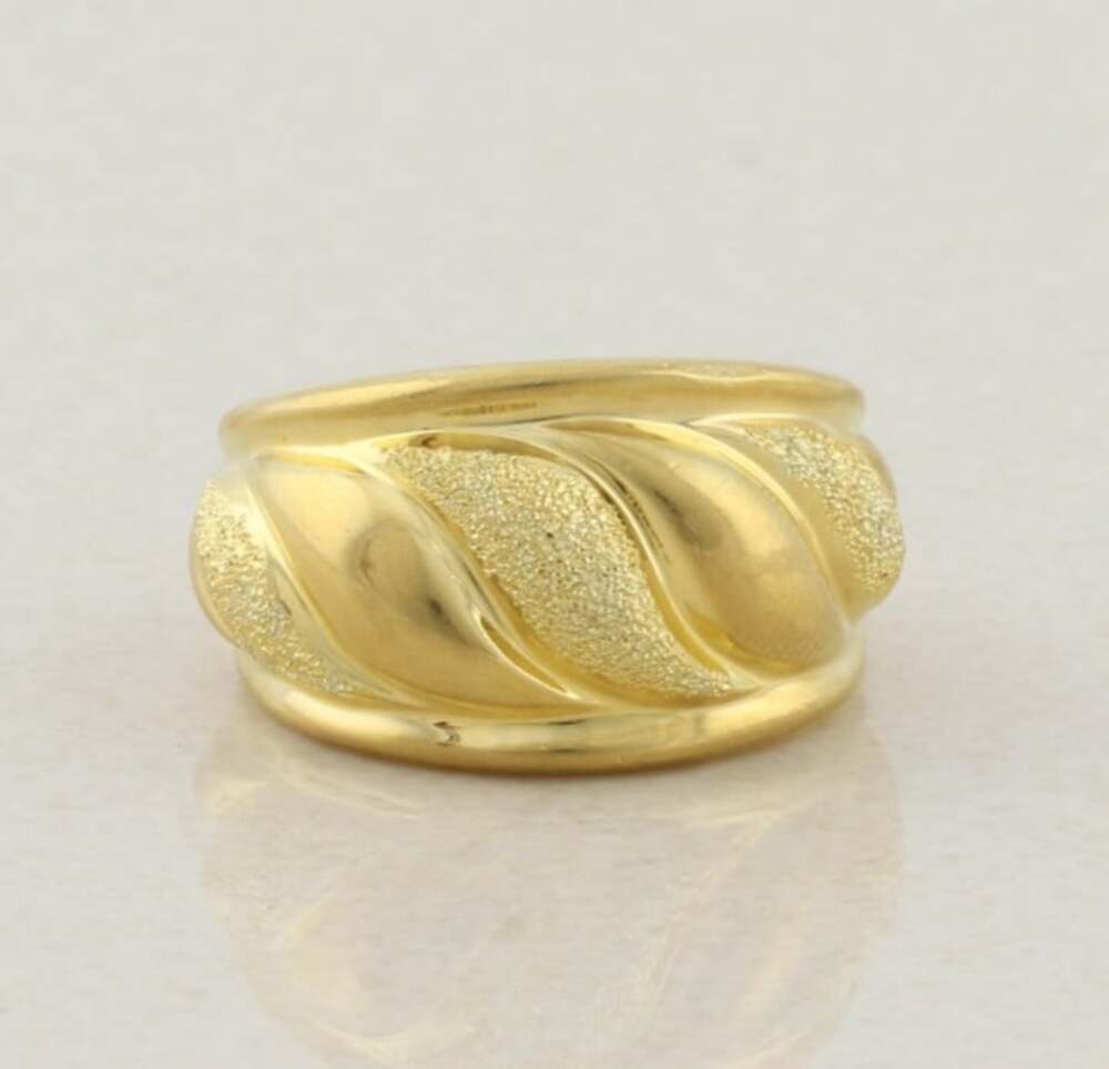 18k Gold Over Sterling Silver Textured Dome Ring Size 7 3/4